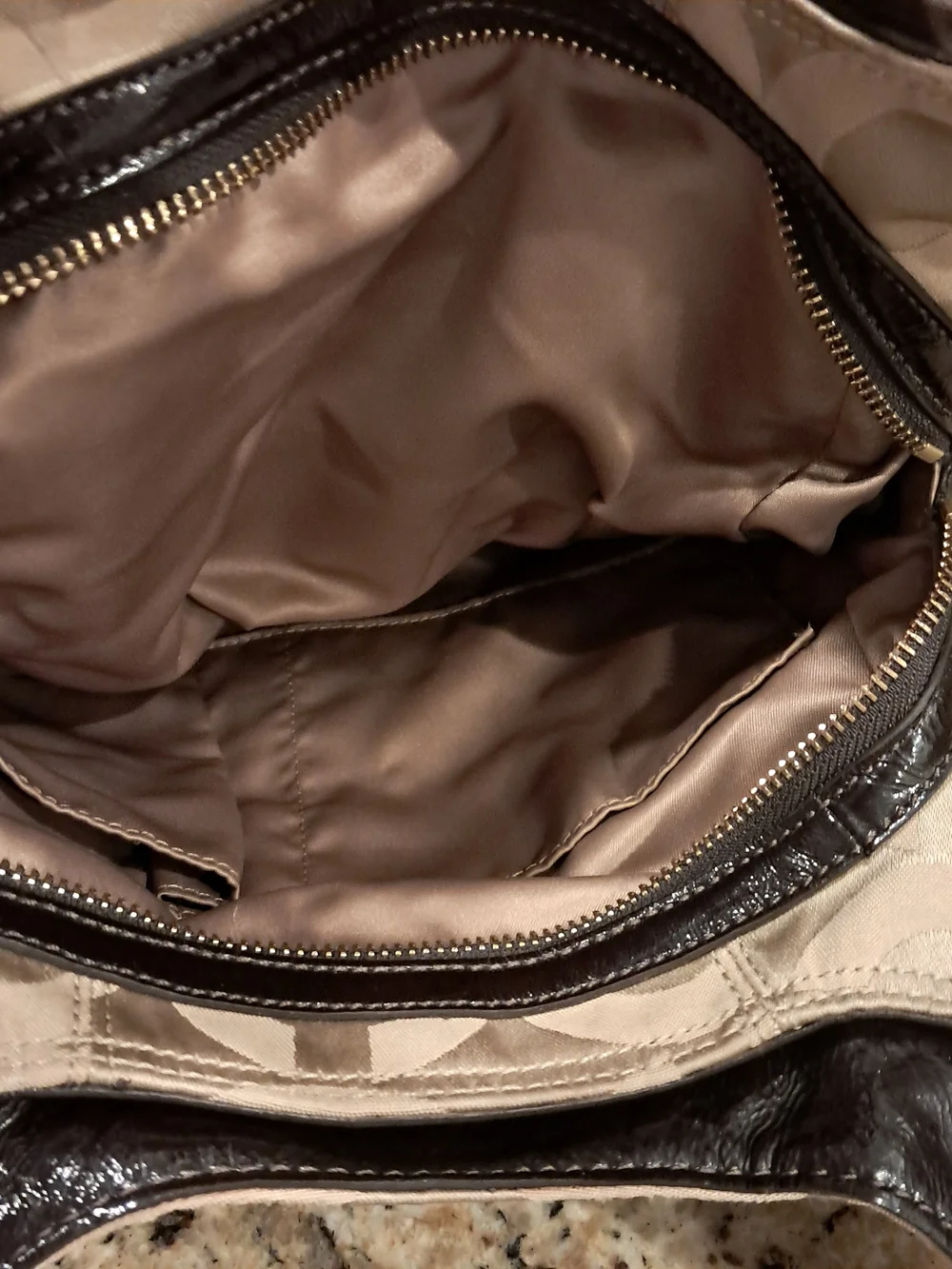 Coach Signature Jacquard Hobo Bag in Beige with Brown Handles With Gold Hardware - Picture 5 of 6